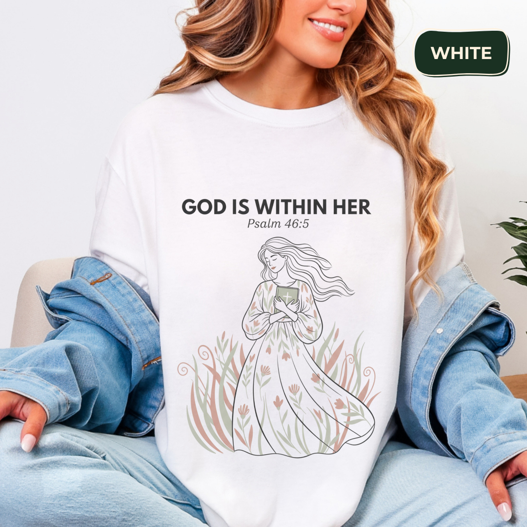 God is within her T-shirt