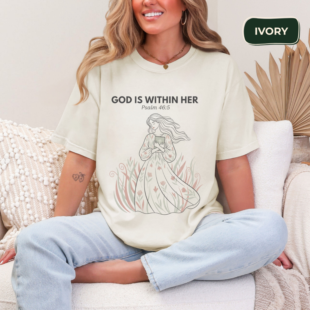God is within her T-shirt