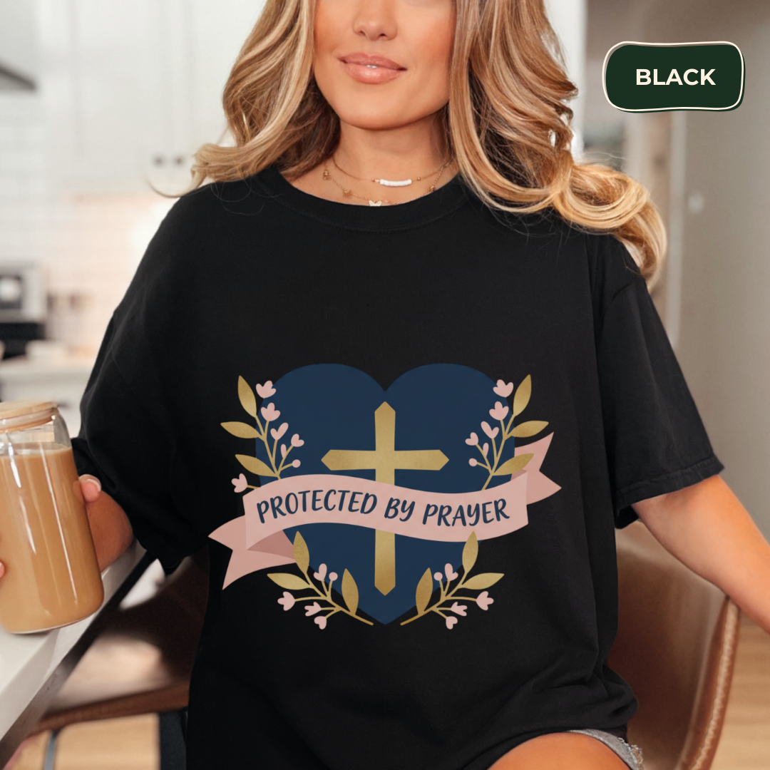 protected by prayer t-shirt