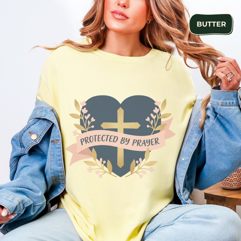 protected by prayer t-shirt