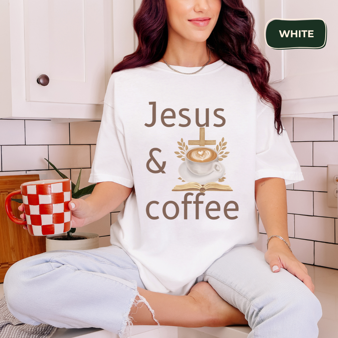 Jesus and coffee t-shirt Kavorella
